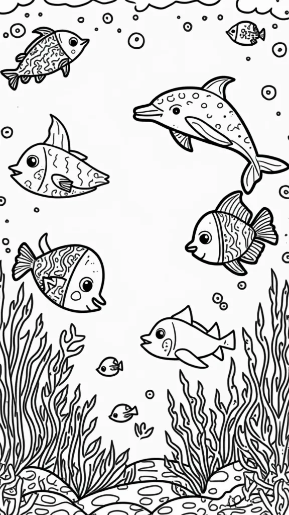 Páginas para colorear de los animales marinos PDF